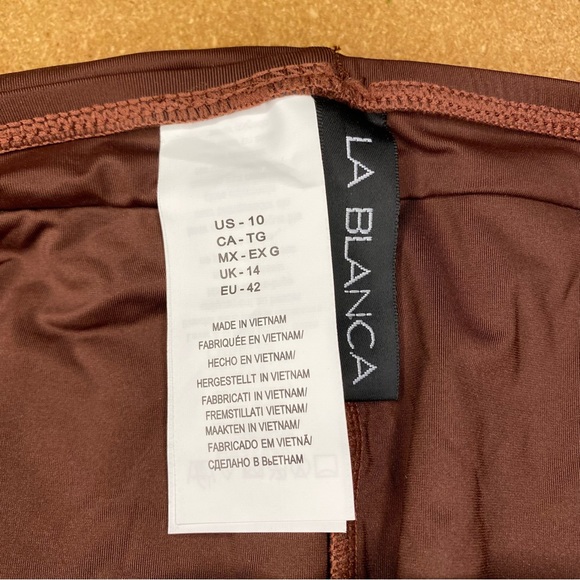 La Blanca Island Goddess Shirred Band Hipster Bottom Java Size 10 - Picture 8 of 14